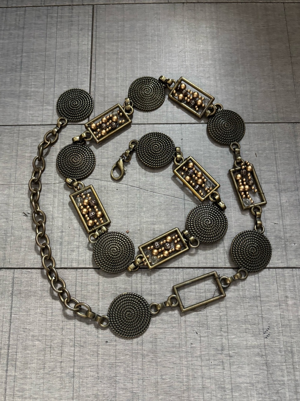 ❤️‍🔥5/$25❤️‍🔥Ornate Handmade Chain Belt with Bronze Charms & Beads